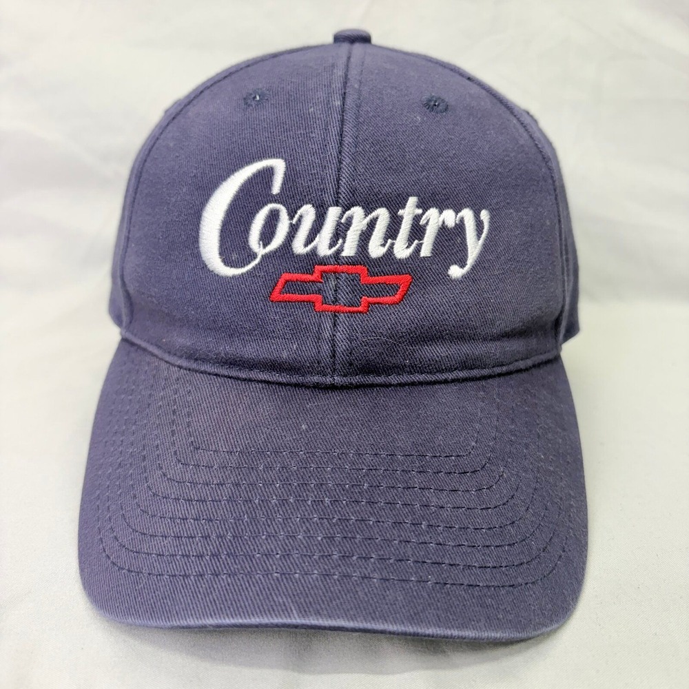 Chevrolet Hat Country Bowtie Logo Men OSFM Navy Blue Trucker Cap